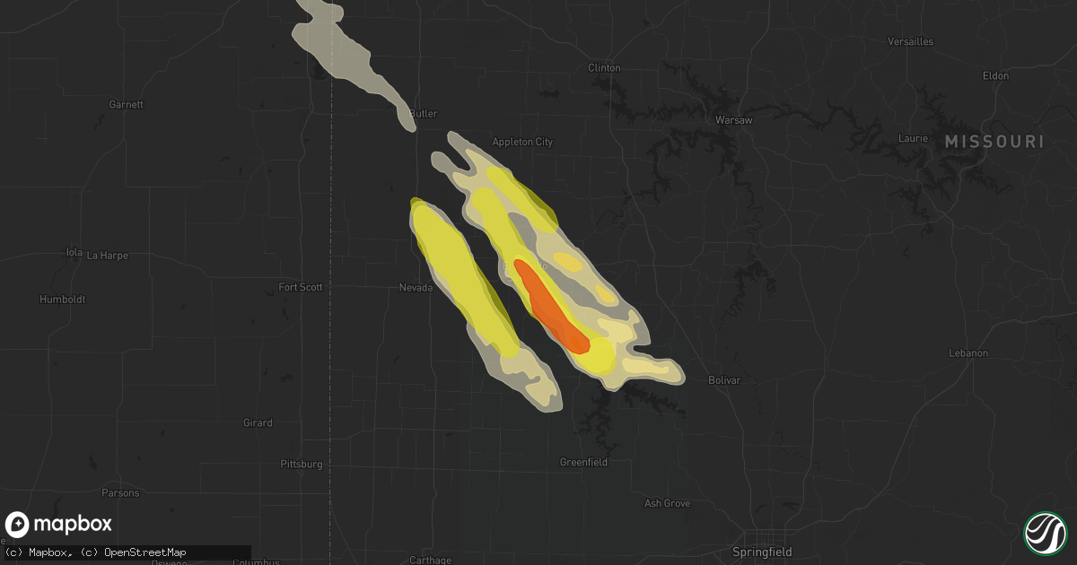 Hail map in El Dorado Springs, MO on May 30, 2017
