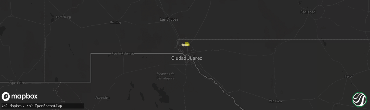 Hail map in El Paso, TX on May 30, 2017