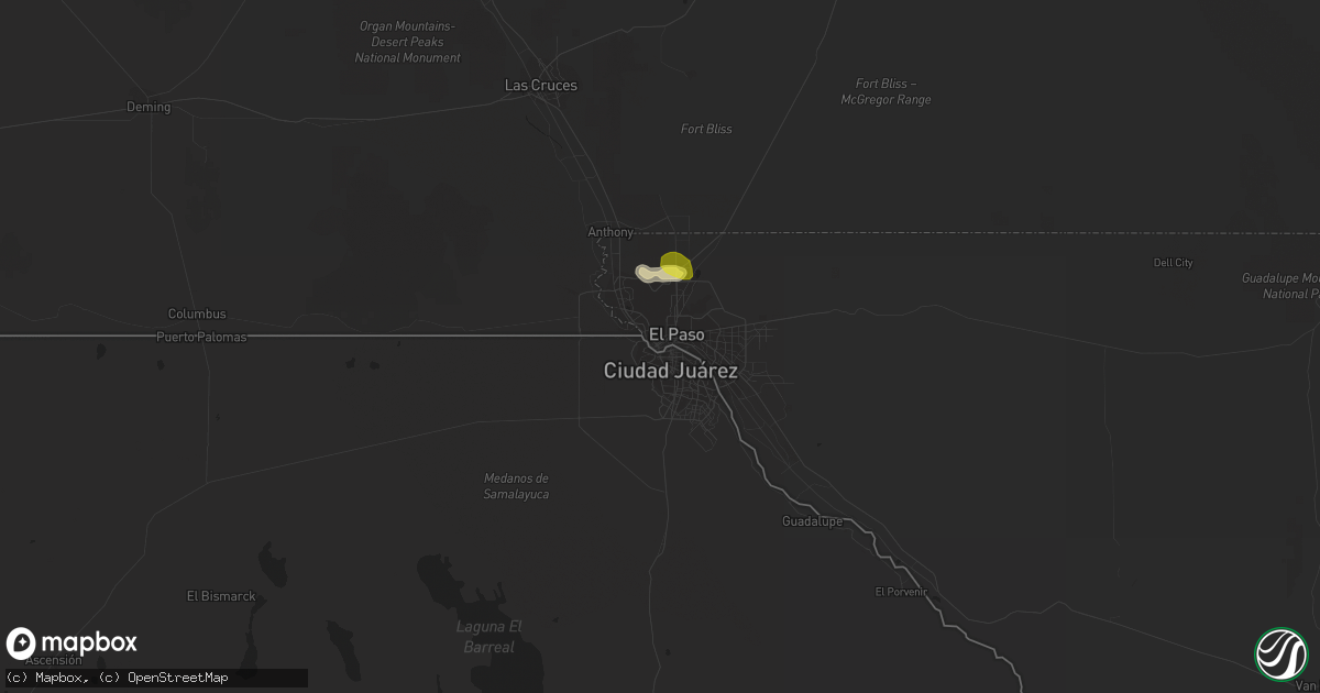 Hail map in El Paso, TX on May 30, 2017