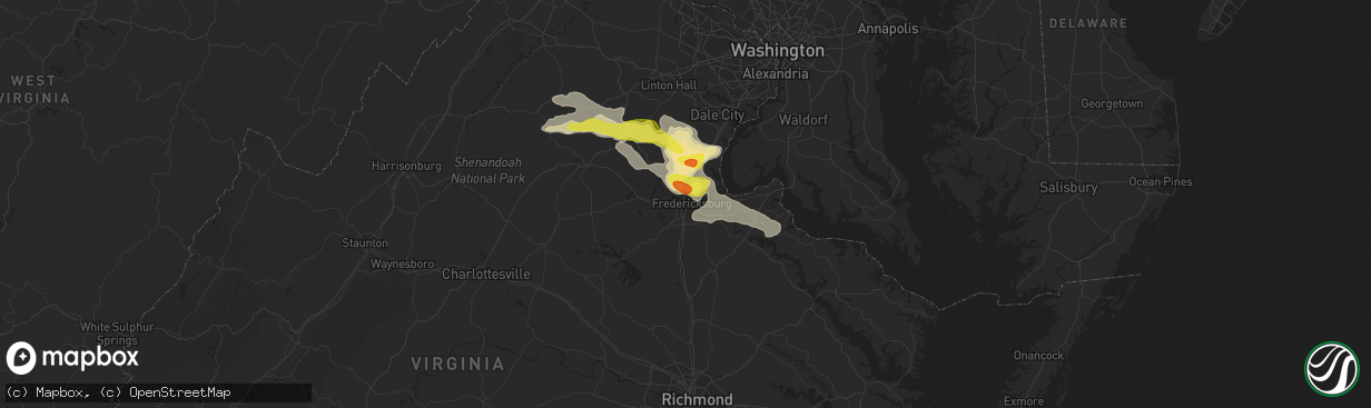 Hail map in Fredericksburg, VA on May 30, 2017