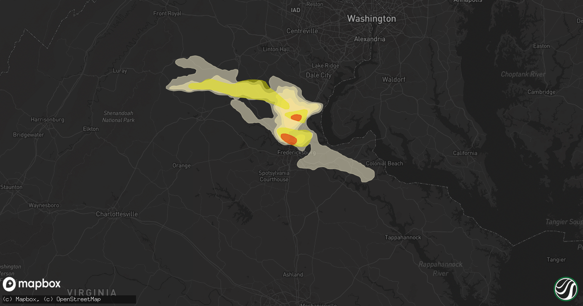 Hail map in Fredericksburg, VA on May 30, 2017