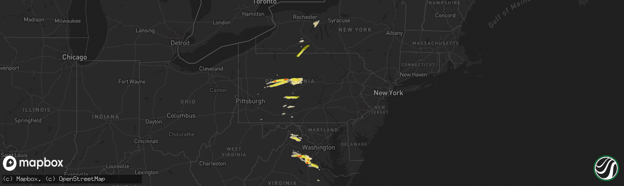 Hail map in Pennsylvania on May 30, 2017