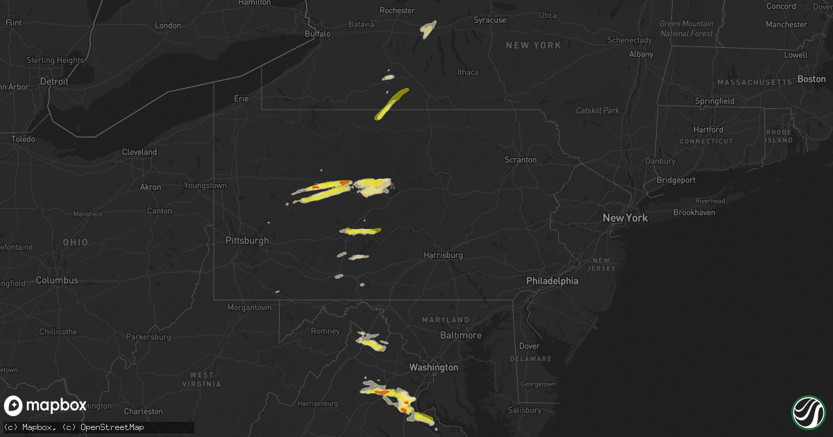 Hail map in Pennsylvania on May 30, 2017