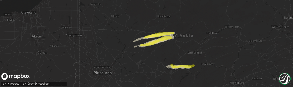 Hail map in Punxsutawney, PA on May 30, 2017