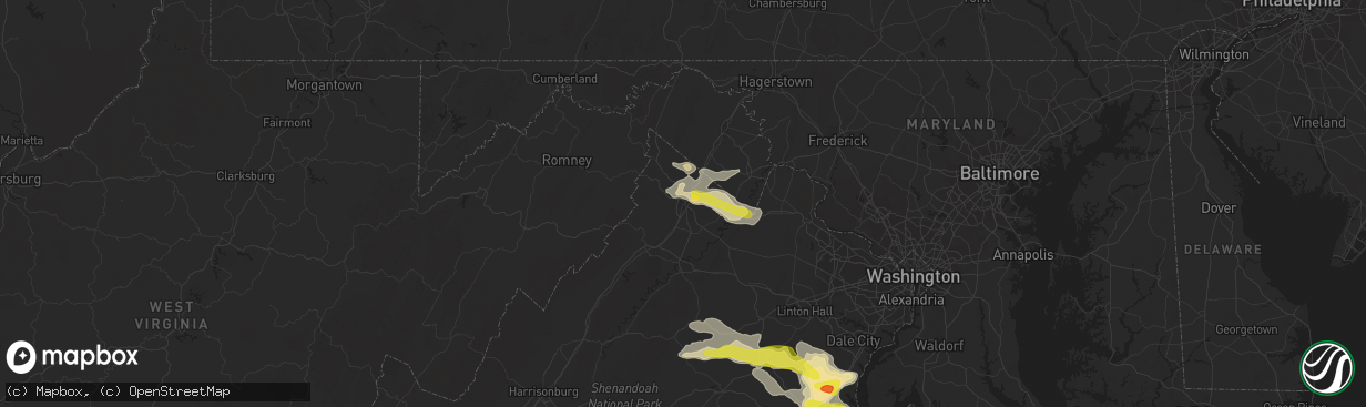 Hail map in Winchester, VA on May 30, 2017