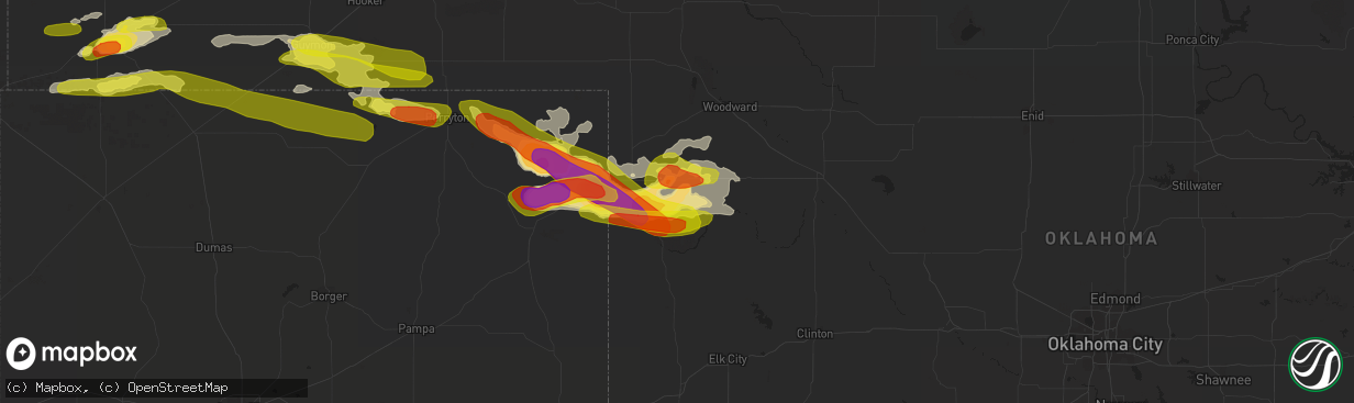 Hail map in Arnett, OK on May 30, 2018