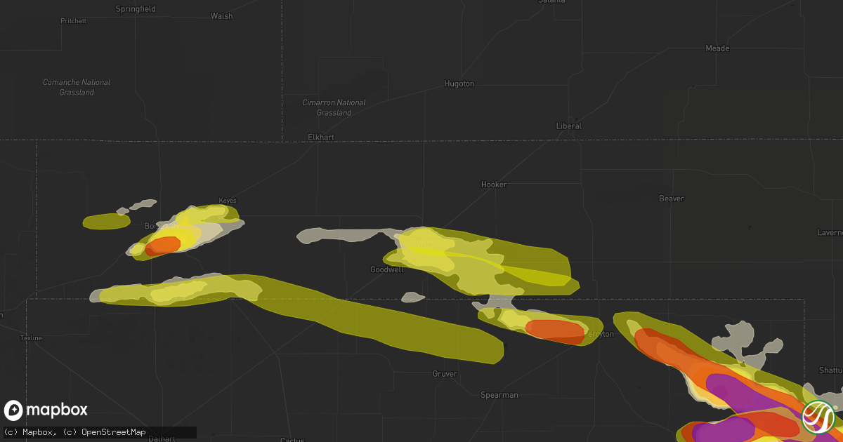 Hail map in Guymon, OK on May 30, 2018