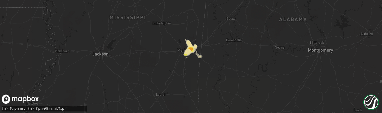 Hail map in Meridian, MS on May 30, 2018