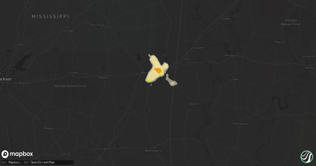 Hail map in Meridian, MS on May 30, 2018