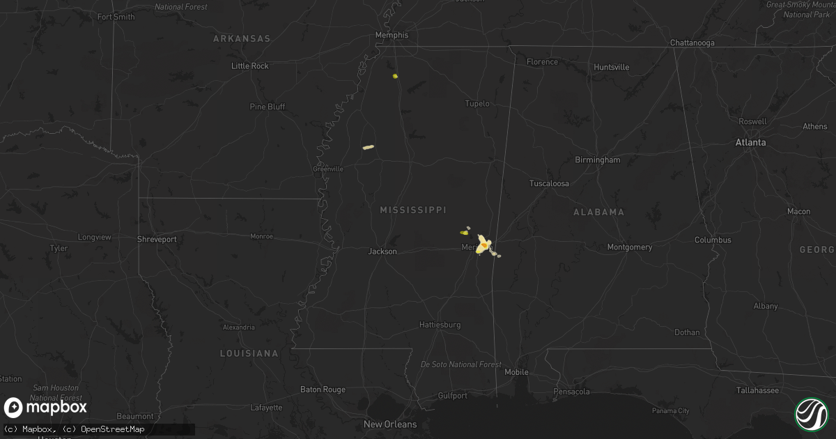 Hail map in Mississippi on May 30, 2018
