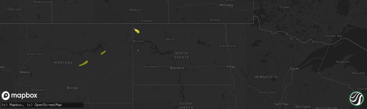 Hail map in North Dakota on May 30, 2018