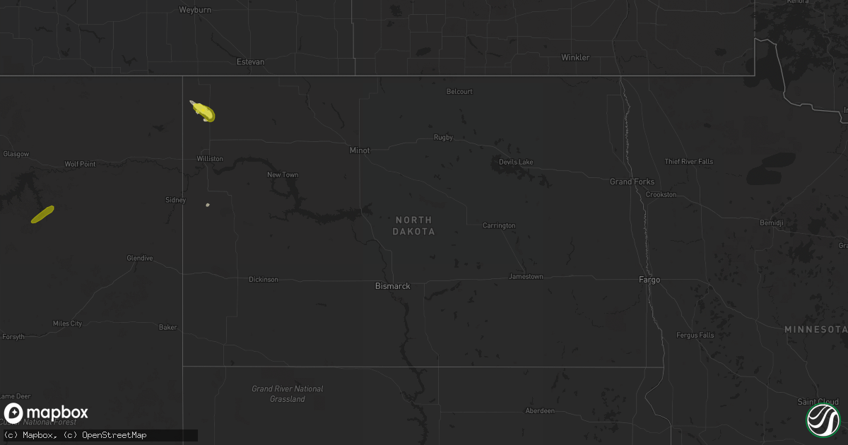 Hail map in North Dakota on May 30, 2018