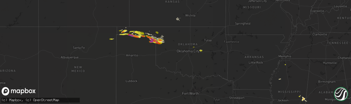 Hail map in Oklahoma on May 30, 2018