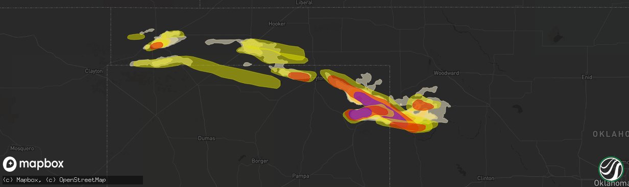 Hail map in Perryton, TX on May 30, 2018