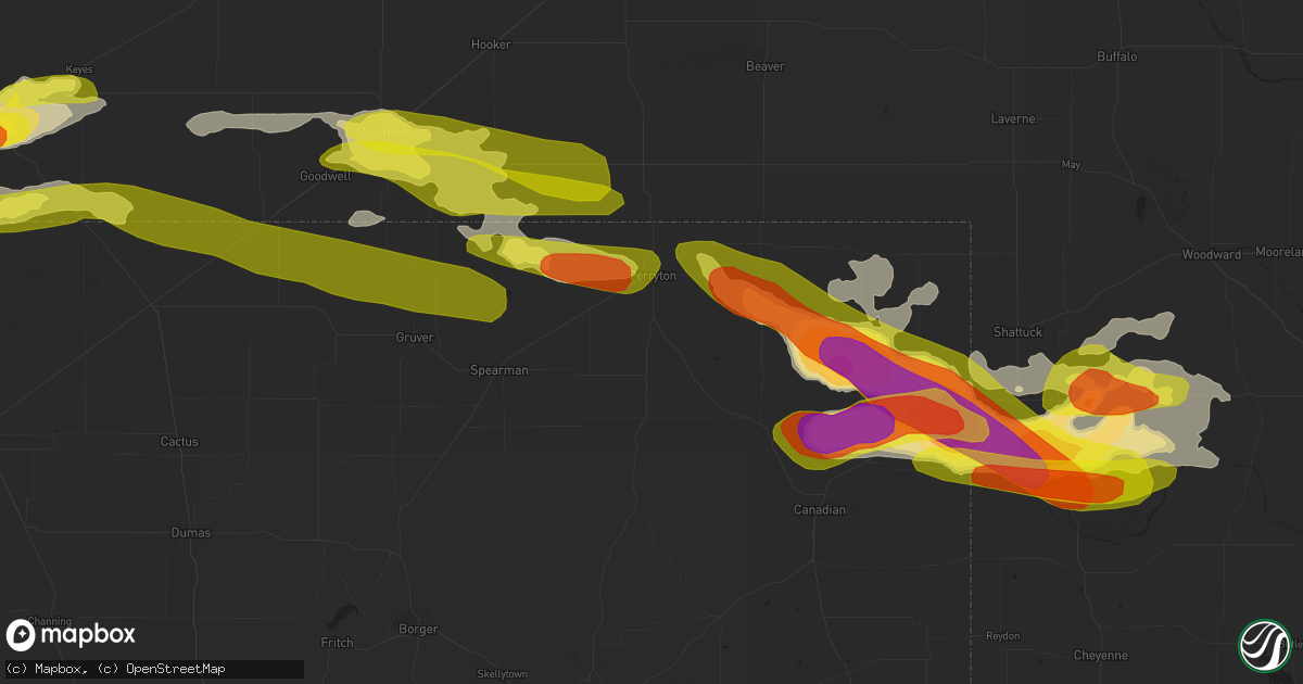 Hail map in Perryton, TX on May 30, 2018