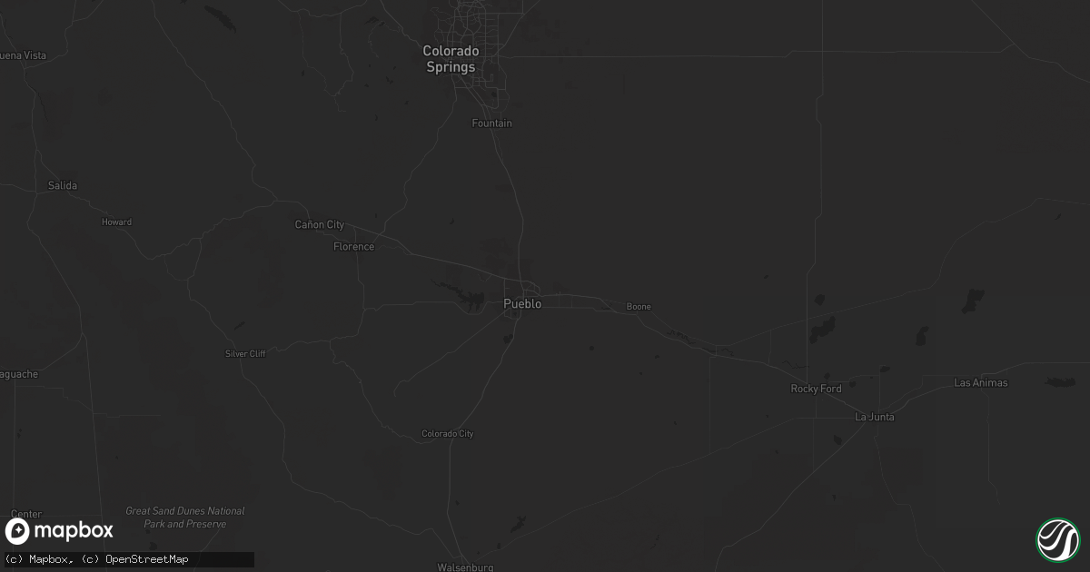 Hail map in Pueblo, CO on May 30, 2018
