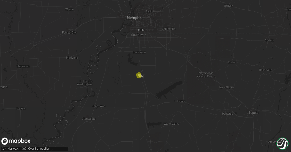 Hail map in Senatobia, MS on May 30, 2018
