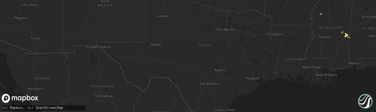 Hail map in Texas on May 30, 2018