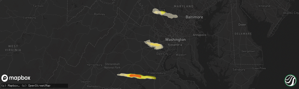 Hail map in Gainesville, VA on May 30, 2019