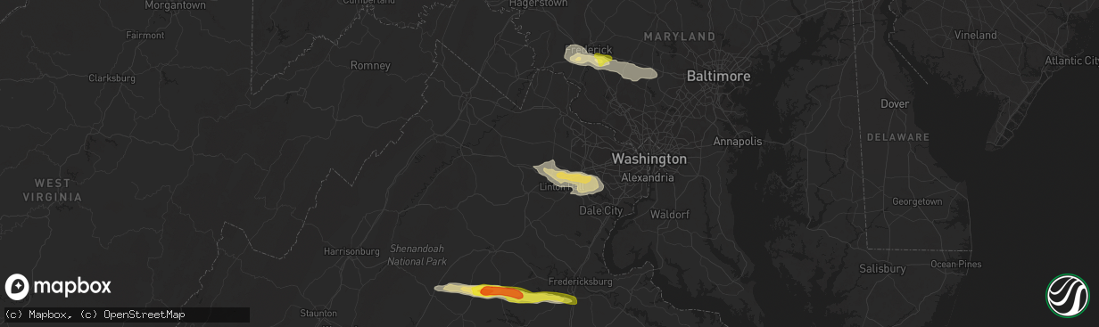 Hail map in Haymarket, VA on May 30, 2019