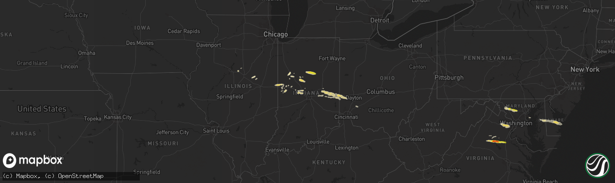 Hail map in Indiana on May 30, 2019
