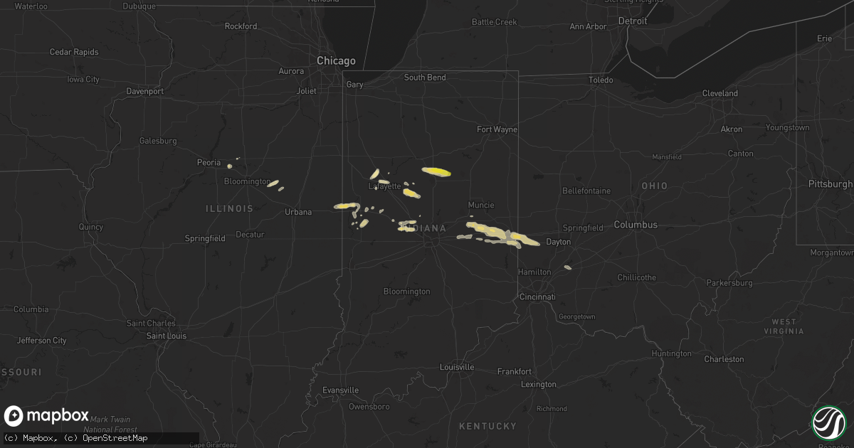 Hail map in Indiana on May 30, 2019
