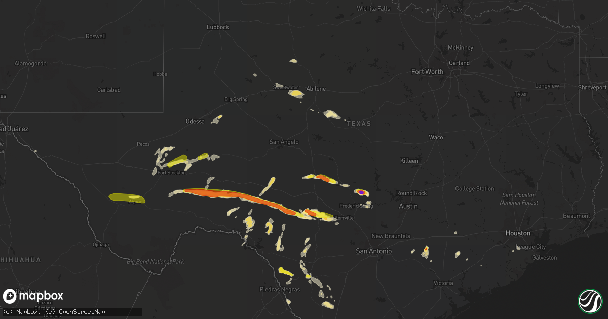 Hail map in Texas on May 30, 2019