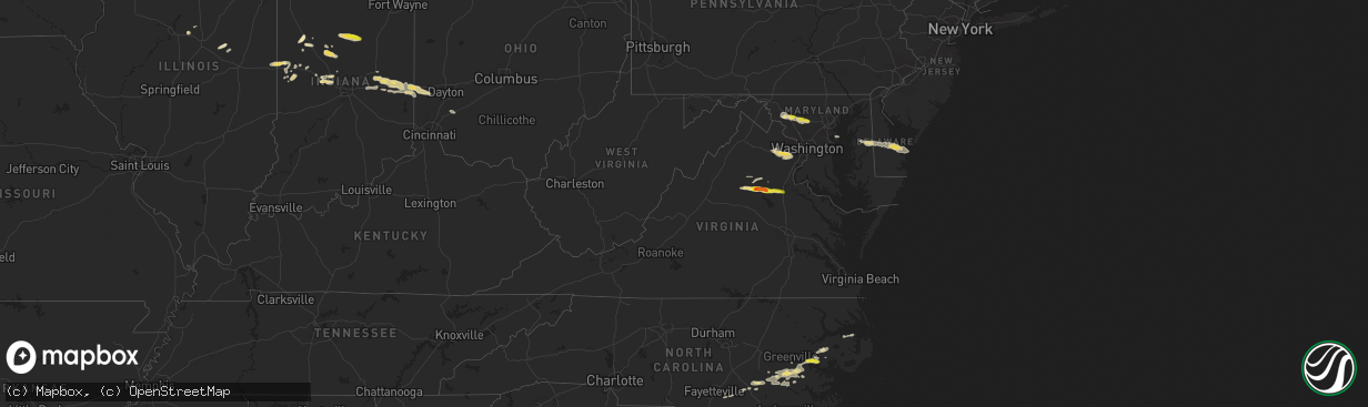 Hail map in Virginia on May 30, 2019