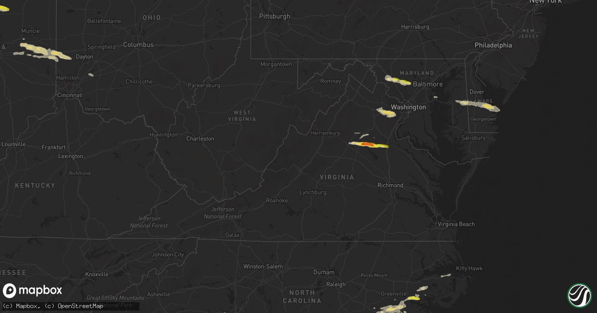 Hail map in Virginia on May 30, 2019