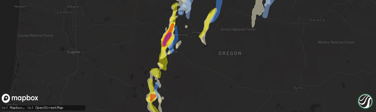 Hail map in Bend, OR on May 30, 2020