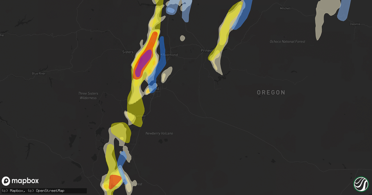 Hail map in Bend, OR on May 30, 2020