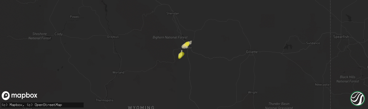 Hail map in Buffalo, WY on May 30, 2020