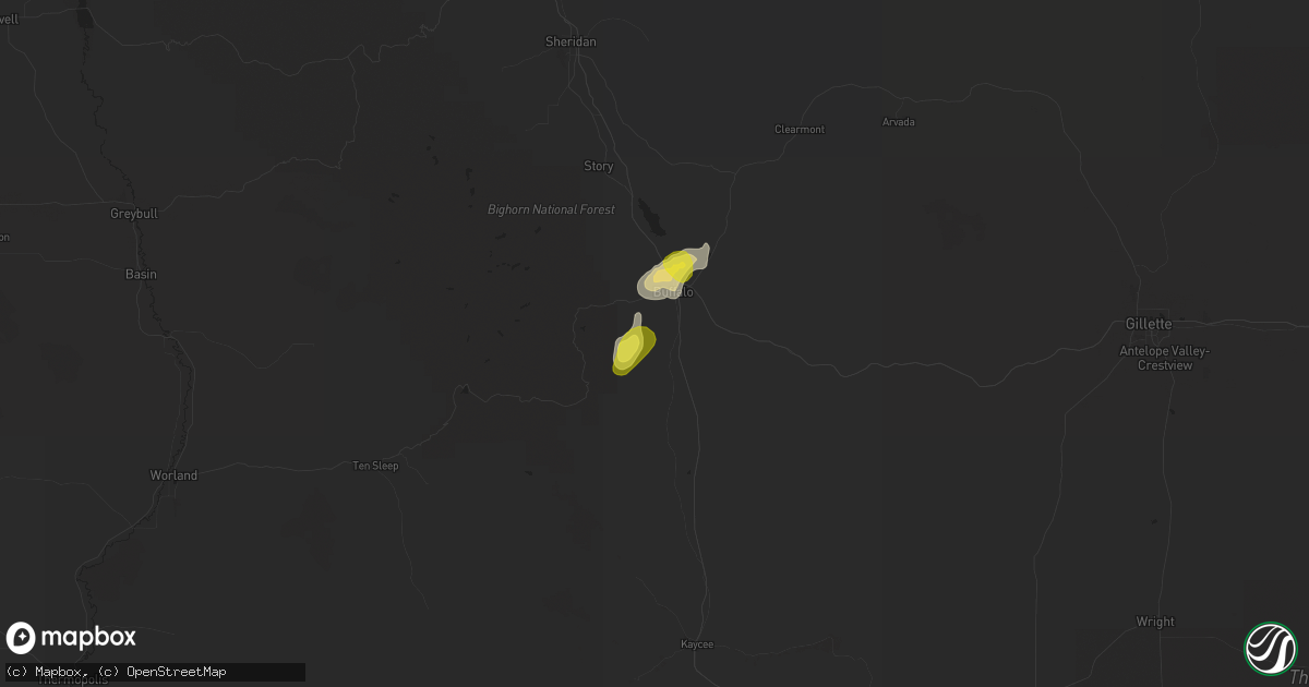 Hail map in Buffalo, WY on May 30, 2020