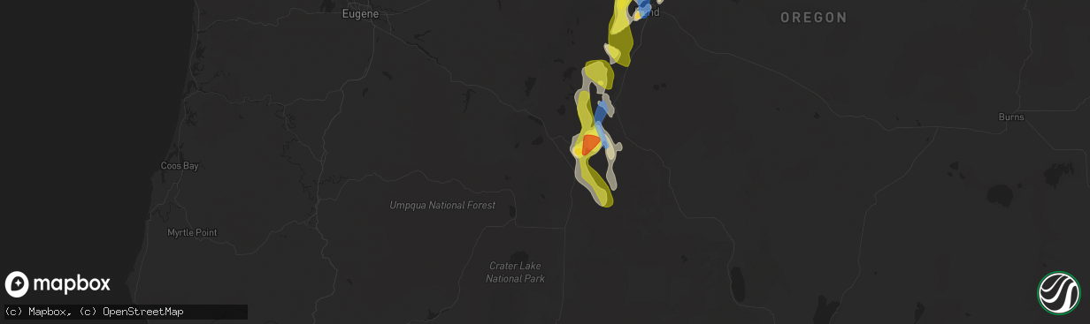 Hail map in Crescent, OR on May 30, 2020