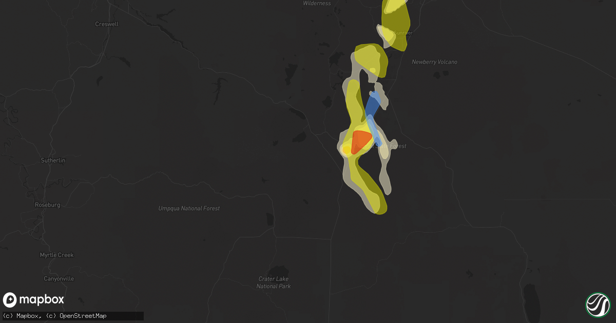 Hail map in Crescent, OR on May 30, 2020