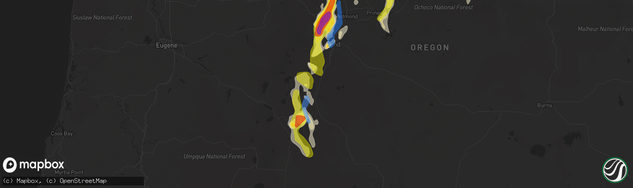 Hail map in La Pine, OR on May 30, 2020