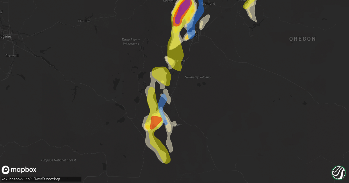 Hail map in La Pine, OR on May 30, 2020