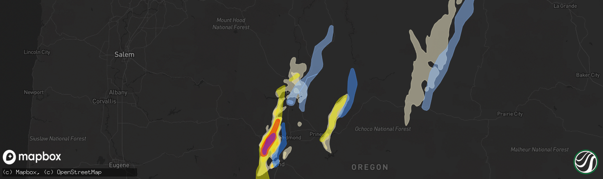 Hail map in Madras, OR on May 30, 2020