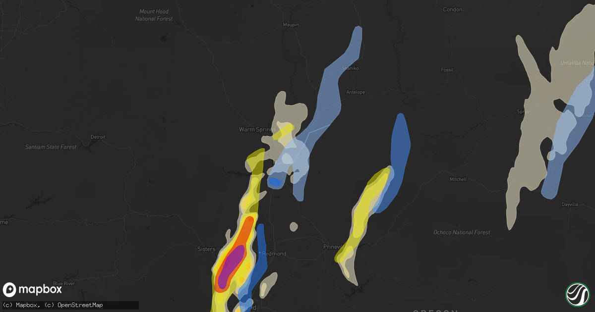 Hail map in Madras, OR on May 30, 2020