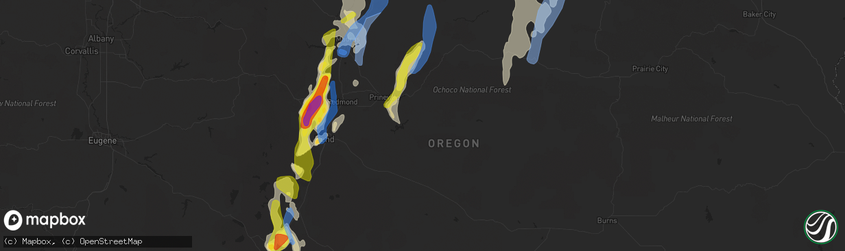 Hail map in Prineville, OR on May 30, 2020