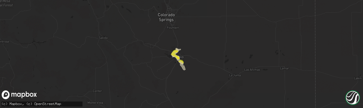 Hail map in Pueblo, CO on May 30, 2020