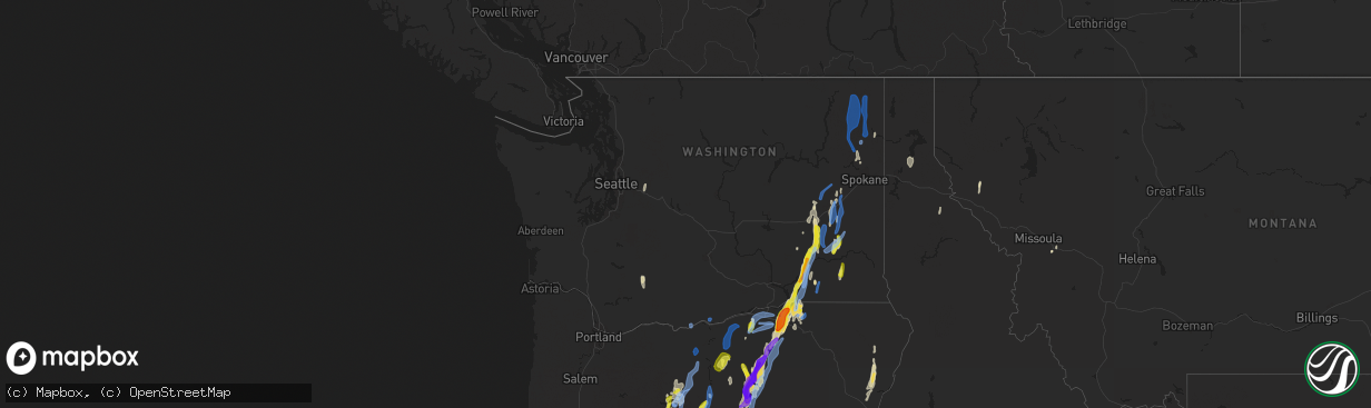 Hail map in Washington on May 30, 2020