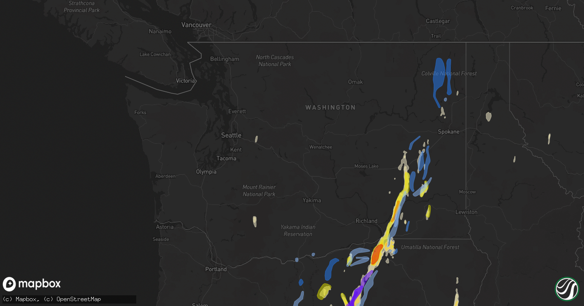 Hail map in Washington on May 30, 2020