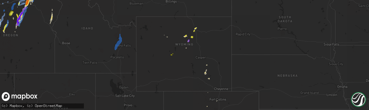 Hail map in Wyoming on May 30, 2020