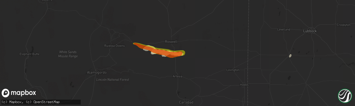 Hail map in Dexter, NM on May 30, 2021