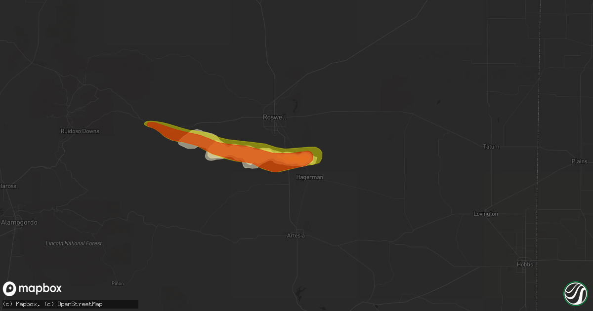 Hail map in Dexter, NM on May 30, 2021