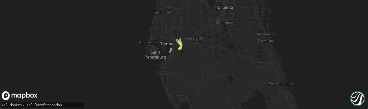 Hail map in Lithia, FL on May 30, 2021