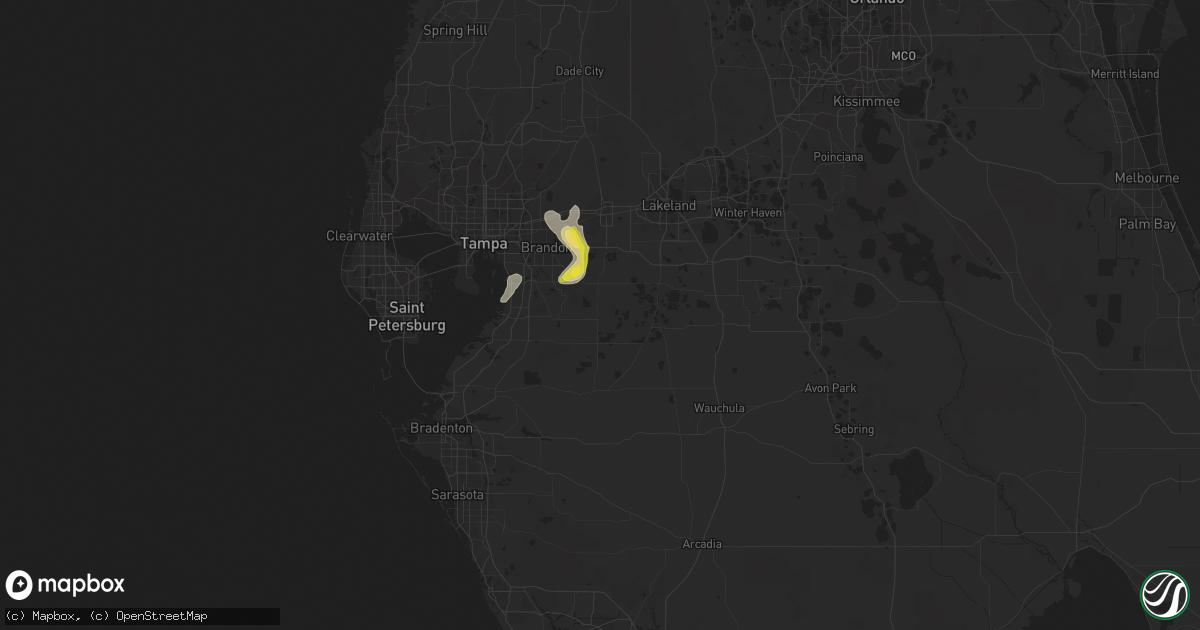 Hail map in Lithia, FL on May 30, 2021