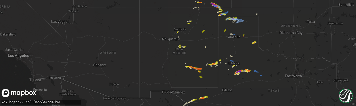 Hail map in New Mexico on May 30, 2021