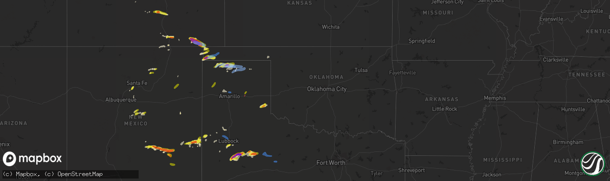 Hail map in Oklahoma on May 30, 2021